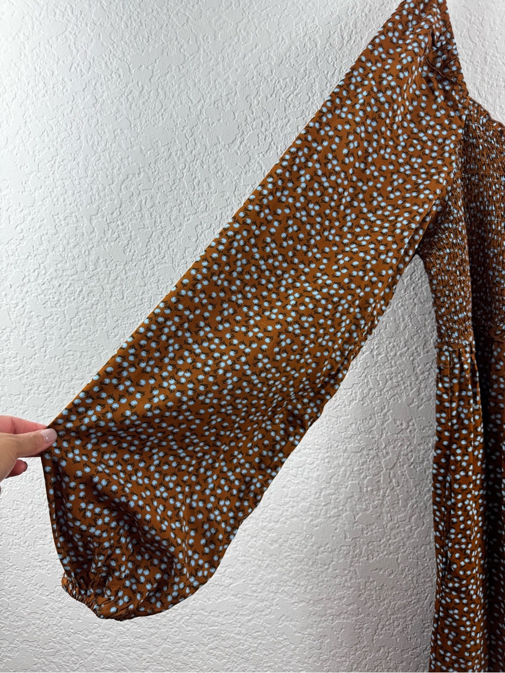 NWT Dokotoo Brown Floral Smocked Long Sleeve Maxi Dress XL - Picture 6 of 12